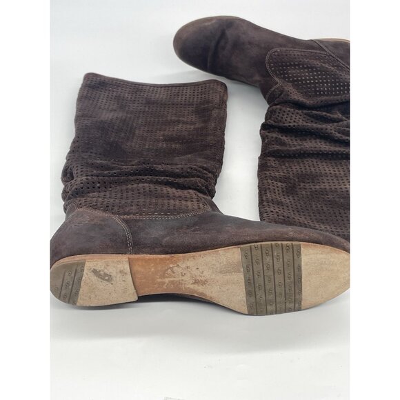 UGG Abilene Suede brown Boots Sz 8 perforated slouchy Boho Festival Casual - Picture 4 of 7